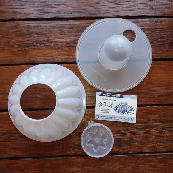 🆕 1960's Tupperware 'Par-T-Jel Jello Mold 4 Pieces Star Cap Original Retro USA - Picture 3 of 12